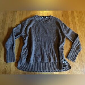Athleta Merino Wool Sweater with Bows on Sides in Mocha Brown, Size S